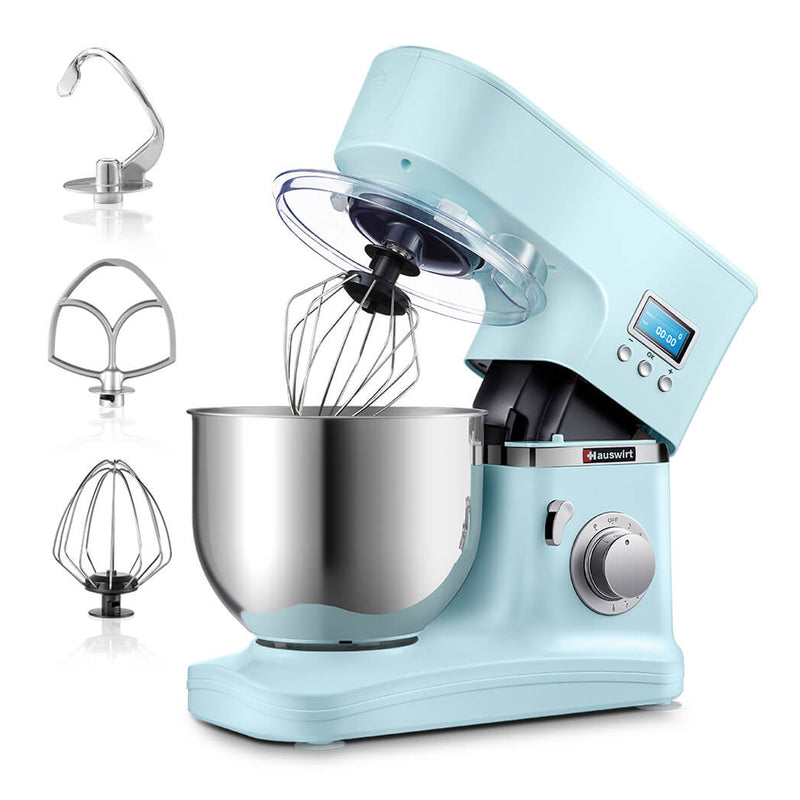Hauswirt 3 in 1 Stand Electrical Dough Mixer with 5.3 Quart Bowl, Vintage Blue
