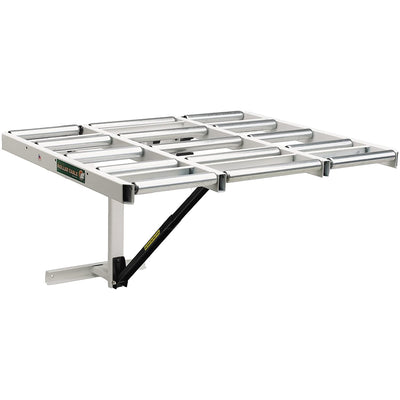HTC HOR-1038 200 Pound Capacity Fold Open Steel Outfeed 15 Roller Support Table