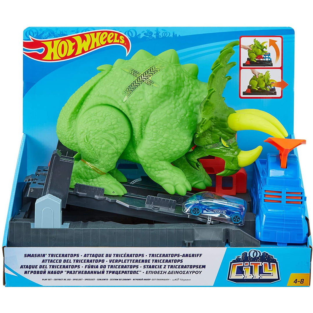 Hot Wheels Ginormous Smashin' Triceratops Adventure Toy Play Set for Ages 4 & Up - VMInnovations