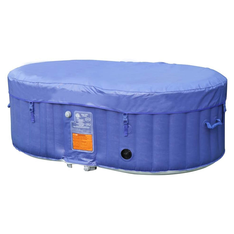 Aleko 145 Gallon 2 Person Oval Inflatable Jetted Hot Tub with Fitted Cover, Blue