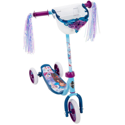 Huffy Disney Frozen 2 Kids Toddler Preschool 3 Wheel Kick Scooter with Basket