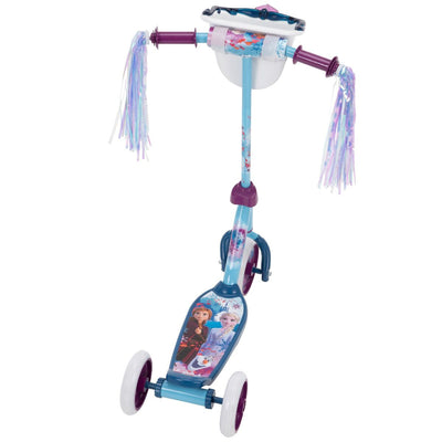Huffy Disney Frozen 2 Kids Toddler Preschool 3 Wheel Kick Scooter with Basket