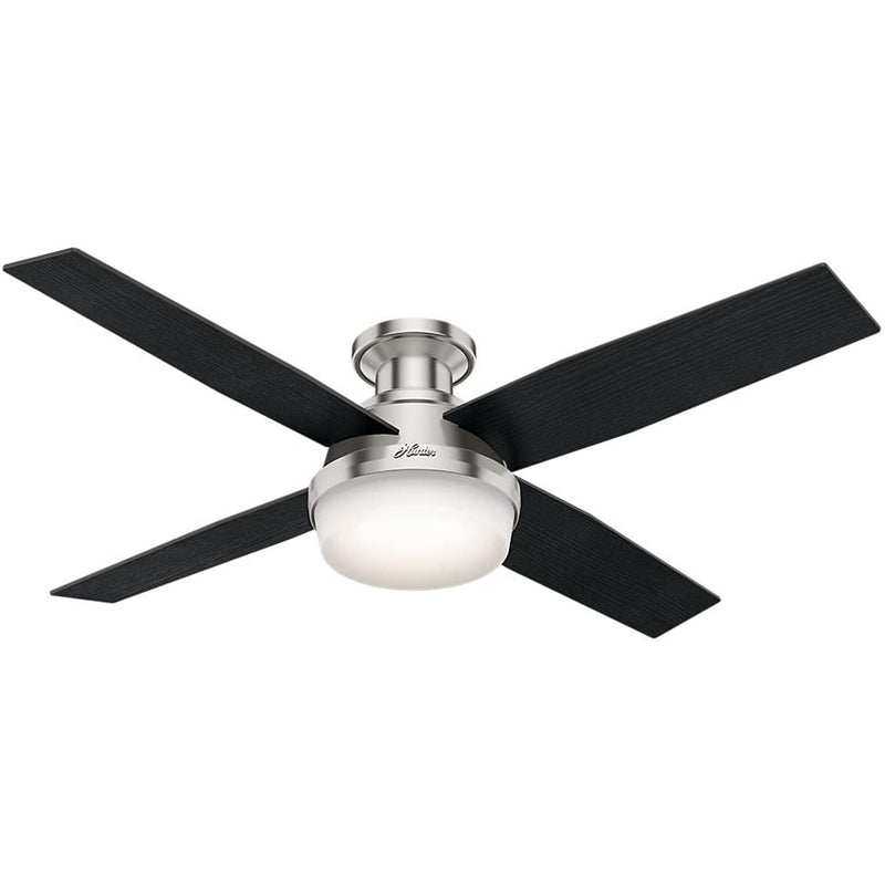 Hunter Dempsey Quiet Low Profile 52" Ceiling Fan w/ LED Lights, Brushed Nickel