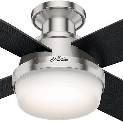 Hunter Dempsey Quiet Low Profile 52" Ceiling Fan w/ LED Lights, Brushed Nickel