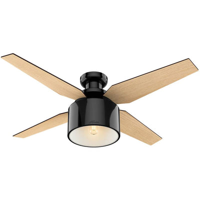 Hunter Cranbrook 52" Low Profile Home Ceiling Fan with LED Light, Gloss Black