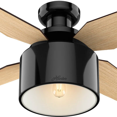 Hunter Cranbrook 52" Low Profile Home Ceiling Fan with LED Light, Gloss Black