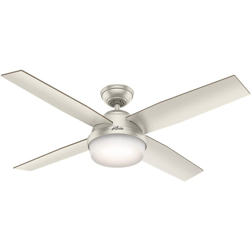 Hunter Dempsey 52" Indoor/Outdoor Ceiling Fan with LED Light and Remote, Nickel