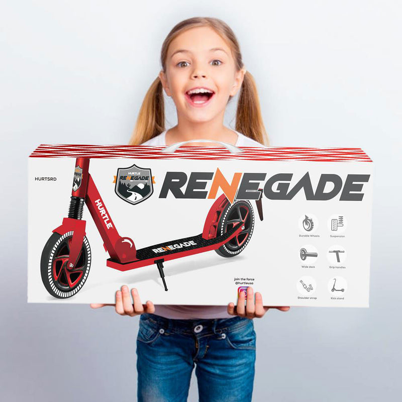 Hurtle Renegade Foldable Teen and Adult Commuter Kick Scooter, Red (For Parts)
