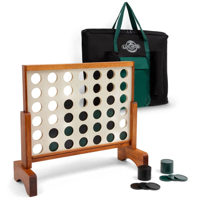 Lancaster Jumbo 4-In-A-Row Wooden Outdoor Game Set with Carry Bag (Refurbished)