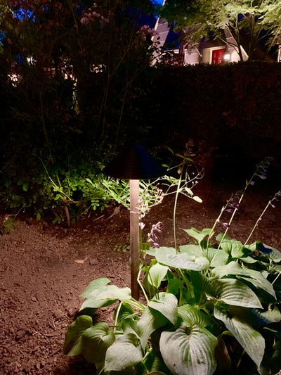 LUMiON Conical Stem Antique Brass Outdoor Landscape Garden Path Light LED Lamp