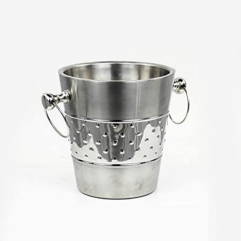 Nagina International Indo Persian Wine & Ice Bucket w/ Steel Bucket Base, Silver