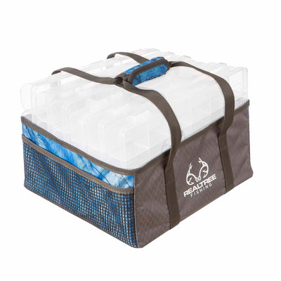Insights Fishing Extra Large i8 Fishing Bait Tray Tote Carry Bag, Realtree Blue
