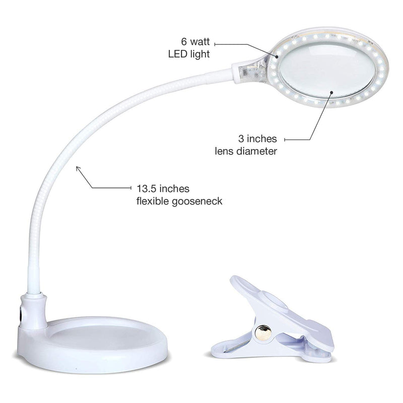 Brightech LightView 2-in-1 Proflex Magnifying LED Desk Lamp with Flexible Stand