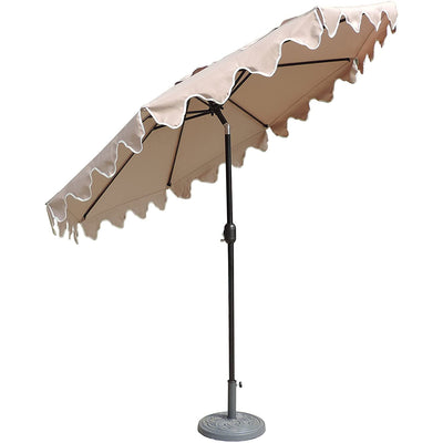 Pebble Lane Living Exclusive Scalloped Patio Umbrella with Tilt, 9 Feet, Tan