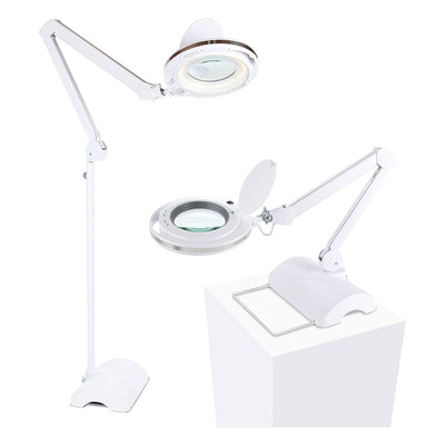 Brightech Lightview 2 in 1 Adjustable Magnifying Dimmer Floor & Desk Lamp, White