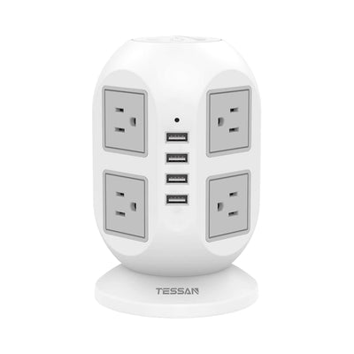 TESSAN Standing Power Strip Tower w/ Surge Protector, 8 AC Outlet, & 4 USB Port