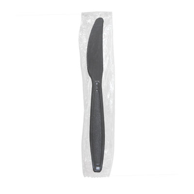 Karat Black Plastic Wrapped Heavyweight Disposable Forks and Knives, 1000 Pack