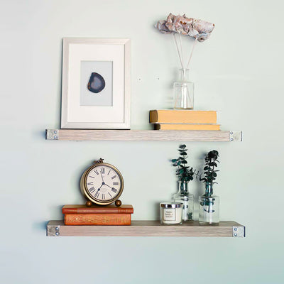 Willow & Grace Designs 24" Wall Mount Floating Shelves - Rustic Gray (Set of 2)