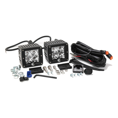 KC HiLiTES 315 C Series 3 Inch LED Dual Pair Spot Light System Pack Kit, Amber