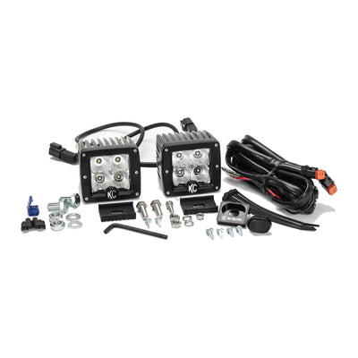 KC HiLiTES 332 C Series 3 Inch LED Dual Pair Flood Beam Light System Pack Kit
