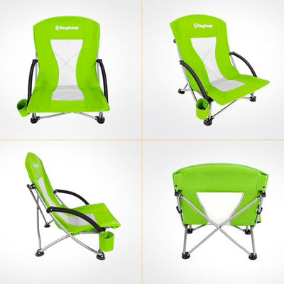 KingCamp Lightweight Strong Stable Folding Beach Chair with Mesh Back, Green