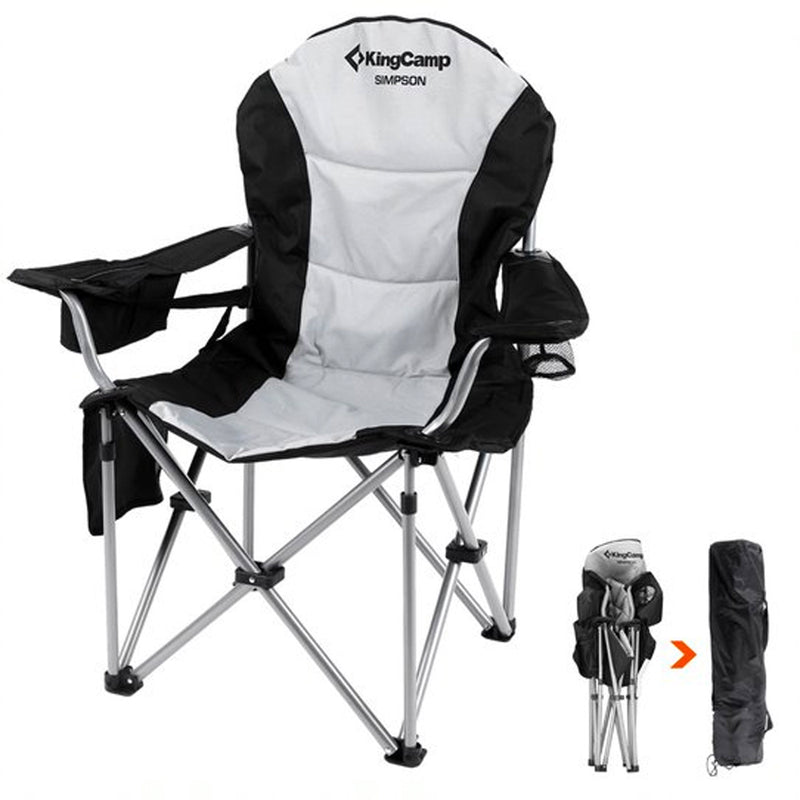KingCamp Heavy Duty Steel Padded Camping Director Folding Chair with Cooler Bag - VMInnovations
