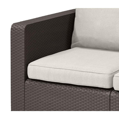 Salta Brown Resin 2 Seat Plastic Patio Sofa Loveseat, Canvas Cushions (Open Box)