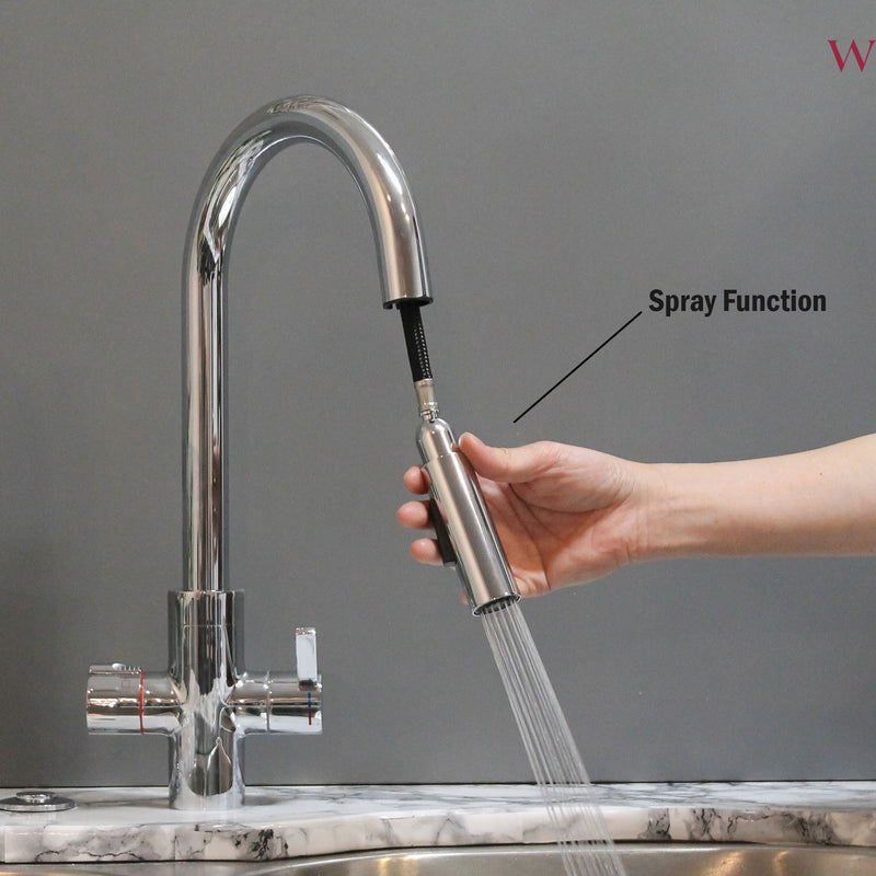 Westbrass 4 in 1 Hot Water Dispenser Faucet w/Instant Hot Tank, Chrome(Open Box)