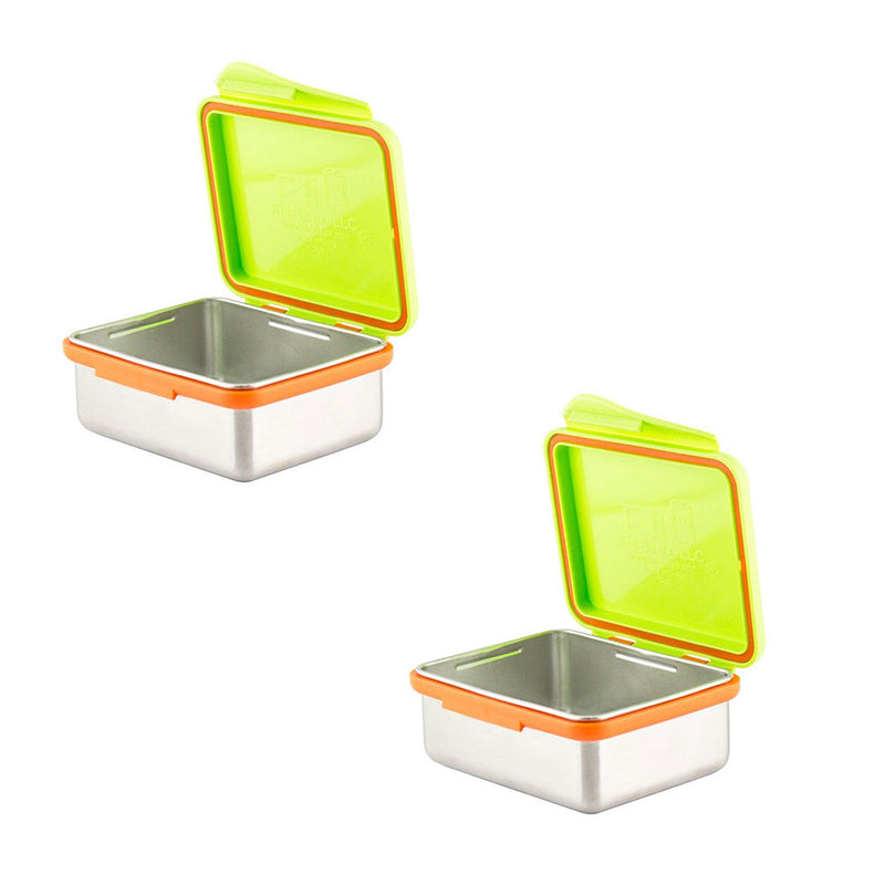Kid Basix 13 Ounce Reusable Lunch Container with Attached Lid, Lime (2-pack)