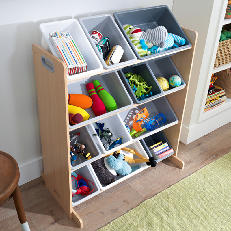 KidKraft Kids Sort It and Store It Organizer Bin Unit Toy Storage Solution, Gray