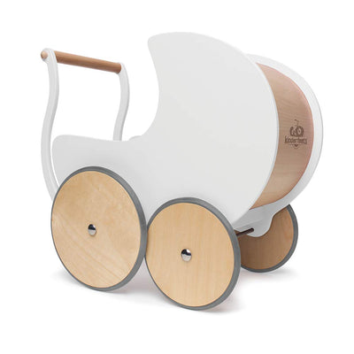 Kinderfeets 2-in-1 Versatile Baby/Toddler Wooden Toy Walker Stroller Pram, White