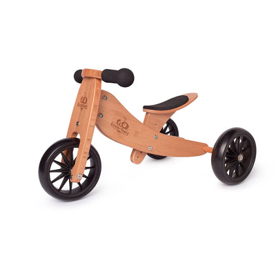 Kinderfeets Durable Wooden Tiny Tot 2 in 1 Balance Bike and Tricycle, Bamboo