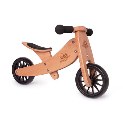 Kinderfeets Durable Wooden Tiny Tot 2 in 1 Balance Bike and Tricycle, Bamboo