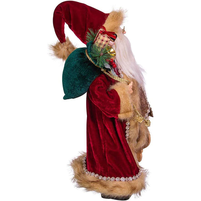 Kurt Adler 16 Inch Kringles Santa with Fur Bag for Fans and Collectors, Burgundy