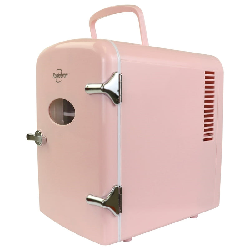 Koolatron 6 Can Retro AC/DC Electric Portable Mini Fridge Beverage Cooler, Pink