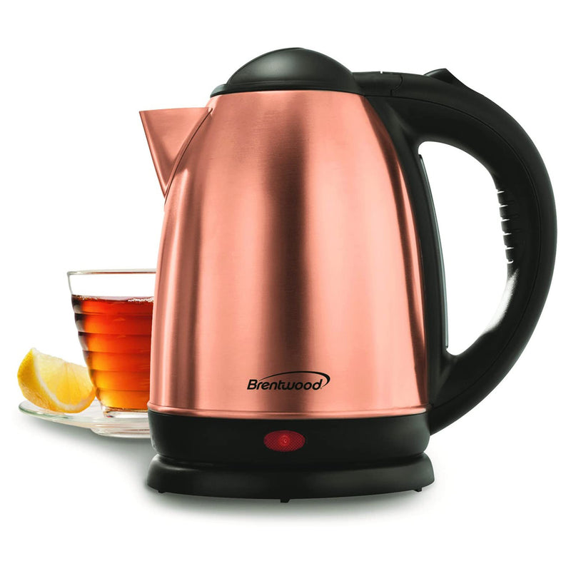 Brentwood 1.7 Liter Electric Cordless Stainless Steel Tea Kettle Pot, Rose Gold