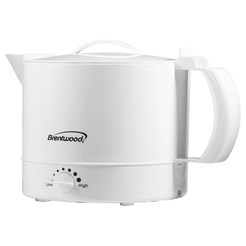 Brentwood KT-32W 1000W Electric BPA Free Plastic 32 Ounce Kettle Tea Pot, White
