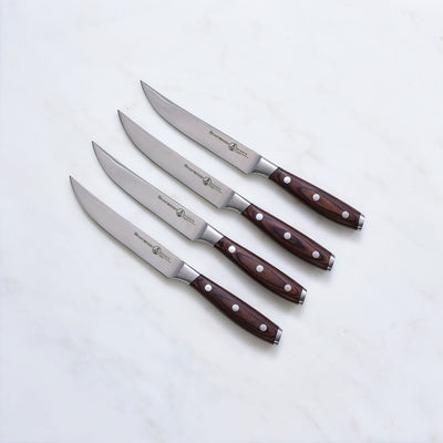 Messermeister Avanta Stainless Fine Edge Steak Knife Set, 4 Piece, Pakkawood