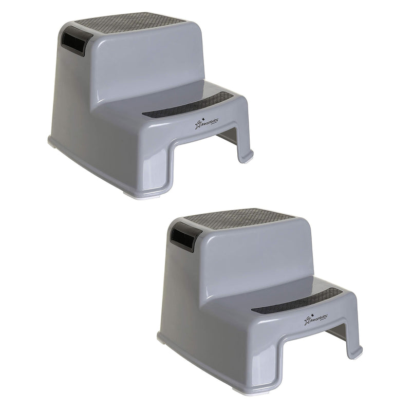 Dreambaby 2-Up Potty Training Toddler Small Step Stool w/ Handles, Gray (2 Pack)