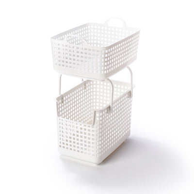 Like-it Modern Stacking Square Scandinavia Style Organizer Storage Basket, White