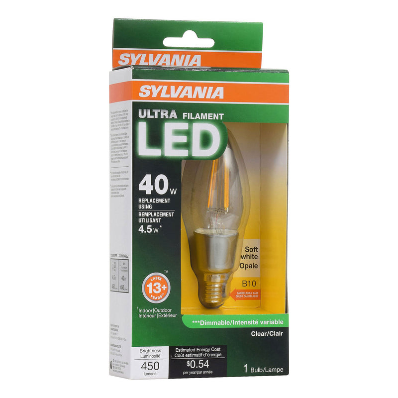 Sylvania Filament LED  40W Candelabra Base Dimmable Soft White 2700K Light Bulb