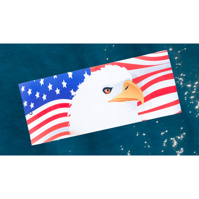 Floatation iQ Floating Oasis 15 x 6 Ft Island Water Lake Pad Mat, American Flag