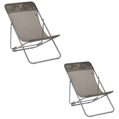 Lafuma Maxi Transat Folding Steel Mesh Sling Chair, Graphite (2 Pack) (Open Box)