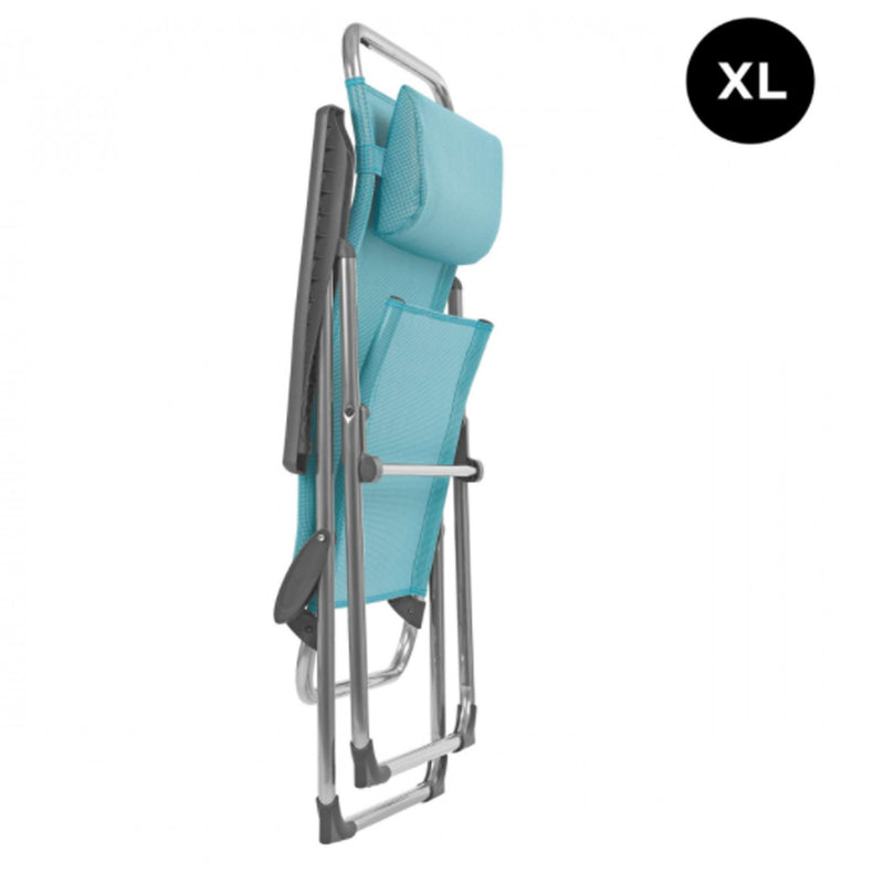 Lafuma Alu Cham XL Folding Camping Patio Lawn Mesh Sling Chair, Lac Blue (Pair)