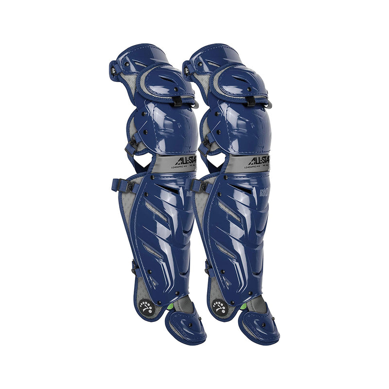 All-Star Sports S7 Axis Pro Adult Baseball Catcher Padded Leg Guards, Navy/Grey