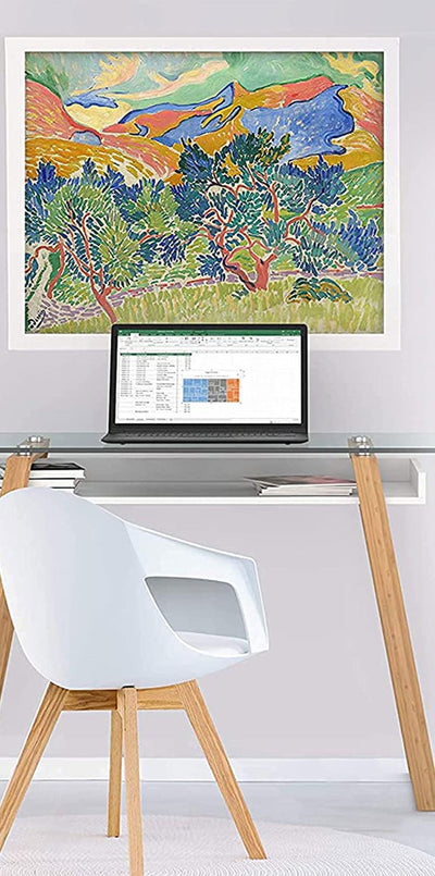 bonVIVO Massimo 43" Computer Desk Study Table w/Glass Top & Storage Shelf, White