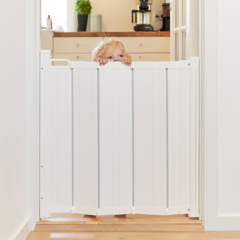 BabyDan Guard Me 21.7-36.2 In Wide Doorway Auto Foldable Safety Baby Gate, White