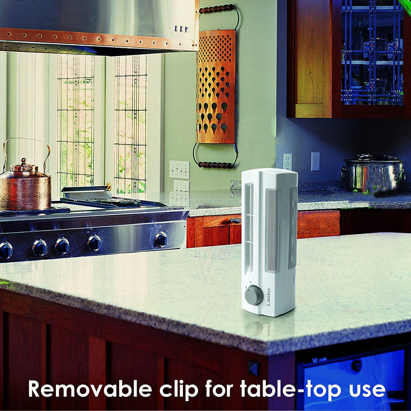 Lasko 2-Speed Clip Stik Clamp On Ultra Slim Adjustable Desk Cooling Fan, White