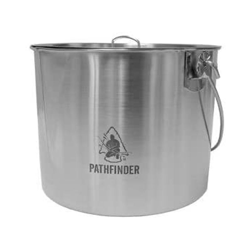 Pathfinder Stainless Steel 120 Ounce Durable Fire Ready Bush Pot & Lid w/ D Ring