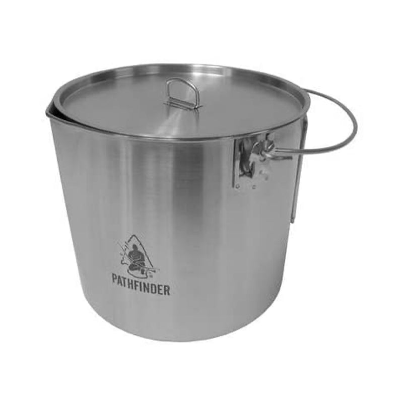 Pathfinder Stainless Steel 120 Ounce Durable Fire Ready Bush Pot & Lid w/ D Ring